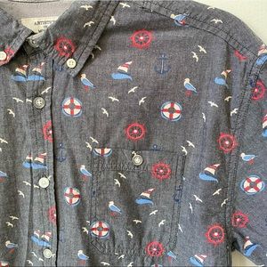 Nautical Short Sleeve Button Up